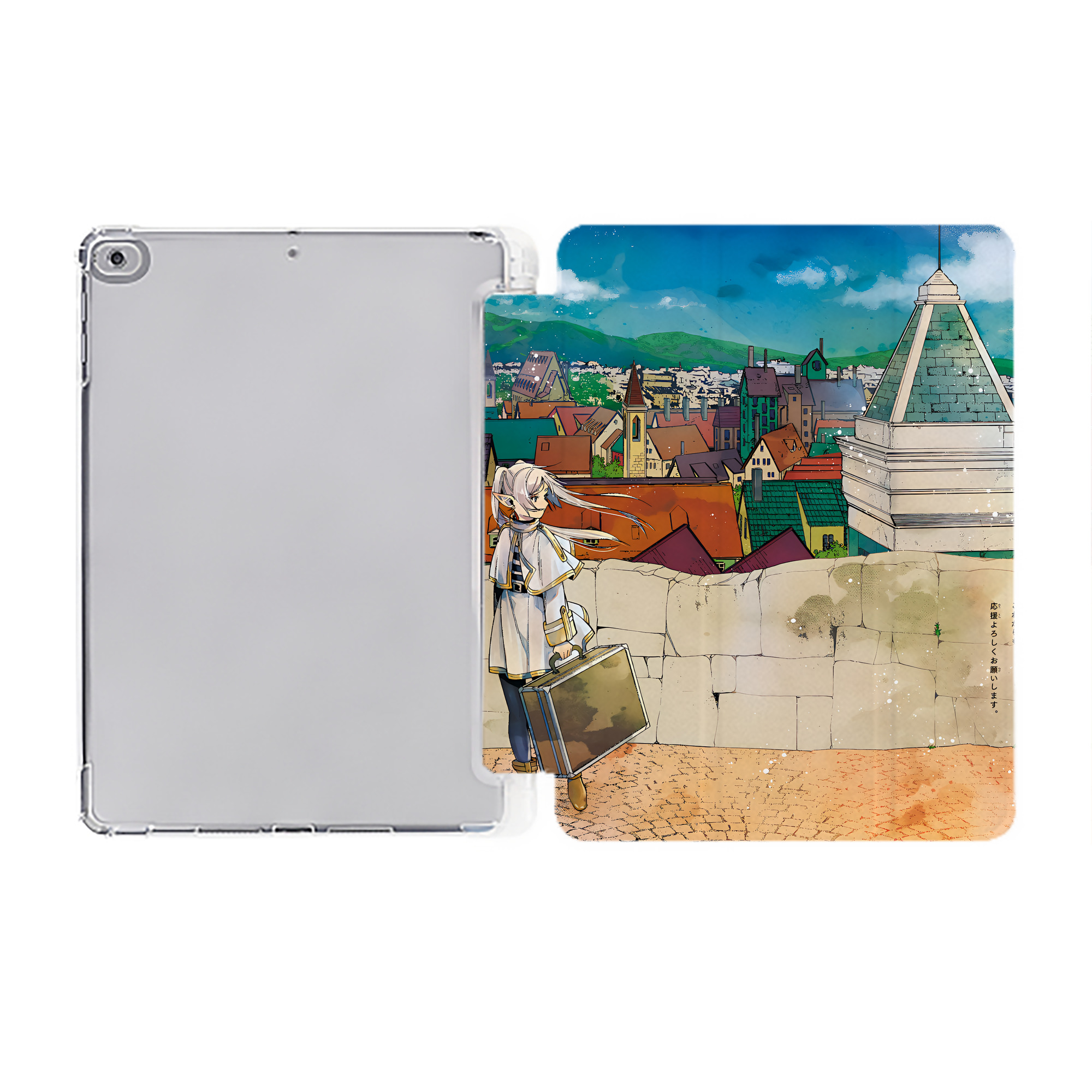 （画像用） 葬送のフリーレン Frieren IPad ケース ペン収納付き 三つ折りスタンド PUレザー×シリコン 対応機種9.5/10.5/10.9インチ